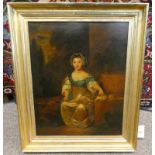19TH CENTURY BRITISH SCHOOL, A YOUNG GIRL, UNSIGNED, GILT FRAMED OIL PAINTING 52 X 41.