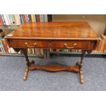 20TH CENTURY MAHOGANY SOFA TABLE WITH 2 SHAPED LEAVES