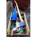 BOX OF TOOLS, PLUNGER,