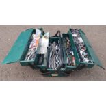 TOOL BOX WITH CONTENTS OF VARIOUS TOOLS TO INCLUDE SOCKET WRENCH SET,