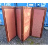 19TH CENTURY MAHOGANY FRAMED 4 PART FOLDING SCREEN,