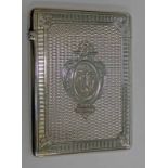 VICTORIAN SILVER CARD CASE WITH ENGINE TURNED DECORATION & HINGED TOP BY GEORGE UNITE,