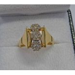 18CT GOLD DIAMOND TRIPLE CLUSTER RING