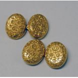 PAIR OF 18CT GOLD FOLIATE ENGRAVED OVAL CUFFLINKS - 8.