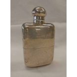 SILVER HIP FLASK BY DREW & SONS LONDON 1917 - 12CM TALL,