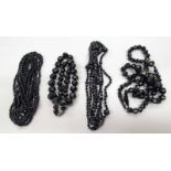 WHITBY JET STYLE DOUBLE STRAND NECKLACE,