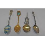 SILVER & ENAMEL HONG KONG SPOON STERLING SILVER GILT & ENAMEL GALECHE QUEBEC SPOON,