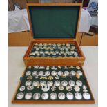 BRASS BOUND WOODEN CASED SET OF 52 SILVER MEDALLIONS - THE GREAT BRITISH REGIMENTS, EACH MEDAL 45.