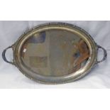 SILVER 2 - HANDLED OVAL TRAY WITH CELTIC PATTERN DECORATION BY REID & SONS,