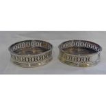 PAIR OF GEORGE III SILVER WINE COASTERS WITH PIERCED OVAL BORDERS - LONDON 1791 Condition