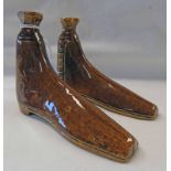 PAIR OF 19TH CENTURY DRYLEES POTTERY WHISKY BOOTS