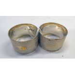 PAIR OF SILVER ENGINE TURNED NAPKIN RINGS,