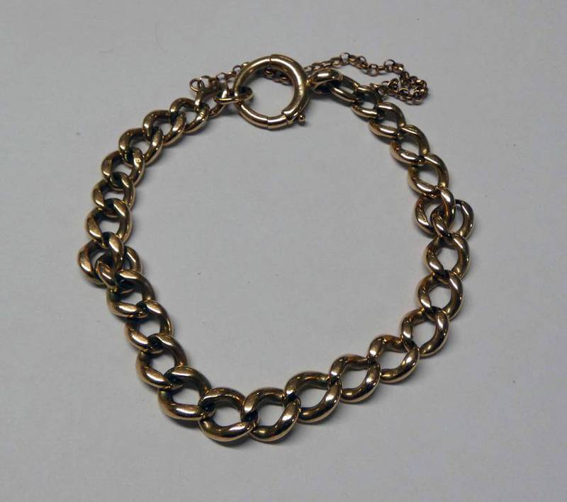 9CT GOLD CURB LINK BRACELET - 18.