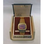 BULOVA QUARTZ RED LED DIAL GENTS WRISTWATCH WITH BOX