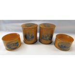 PAIR OF MAUCHLINE WARE MEDLOCK ROLLED TAPE CASKETS - BURNS MONUMENT ETC AND 2 MAUCHLINE WARE NAPKIN