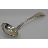 GEORGE III SCOTTISH SILVER FIDDLE PATTERN TODDY LADLE BY JW HOWDEN & CO,