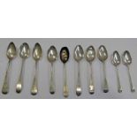 10 VARIOUS GEORGIAN SILVER TEASPOONS - 108G