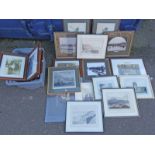 2 GOLFING PRINTS, VARIOUS FRAMED PHOTOGRAPHS OF FISHERFOLK,