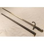 FRENCH 1874 GRAS BAYONET WITH 52CM LONG BLADE,