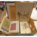 SELECTION OF UNFRAMED ENGRAVINGS, POSTCARD ALBUMS,