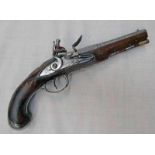 LATE 18TH CENTURY 25-BORE FLINTLOCK PISTOL BY PETITJEAN WITH 17.