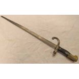 FRENCH 1872 GRAS BAYONET WITH 39 CM LONG SHORTENED BLADE