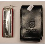 VICTORINOX FOLDING MULTI TOOL/KNIFE IN ITS CARRY CASE WITH ACCESSORIES