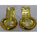 PAIR OF CAVALRY SHOULDER-SCALES WITH POLISHED BRASS STRAPS FORMED OF SEVEN PLATES,