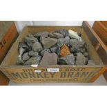 LARGE SELECTION OF VARIOUS GLAZED STONES IN A MONKEY BRAND CRATE