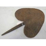 TRIBAL AFRICAN HEART SHAPED IRON SPEAR HEAD / TOOL,