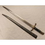 PORTUGESE M1886 KROPATSCHECK RIFLE BAYONET WITH 47 CM LONG BLADE WITH ITS STEEL SCABBARD