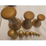 SET OF 10 DUMBBELL BRASS WEIGHTS BY AVERY