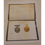 WW1 PAIR OF MEDALS TO 49519 PTE. G.E.D. BARKER W.