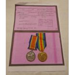WW1 PAIR OF MEDALS TO 37669 PTE. H SYKES W. YORKE R.