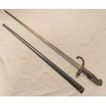 FRENCH 1874 GRAS BAYONET WITH MATCHING SERIAL NUMBERED 52CM LONG BLADE,