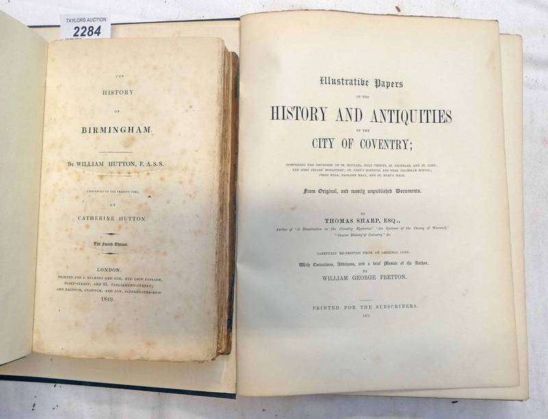 ILLUSTRATIVE PAPERS ON THE HISTORY AND ANTIQUITIES OF THE CITY OF COVENTRY BY THOMAS SHARP - 1871