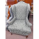 19TH CENTURY MAHOGANY WINGBACK ARMCHAIR ON QUEEN ANNE SUPPORTS 105CM TALL Condition