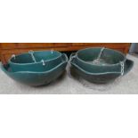 PAIR OF AMBEROL PLASTIC HANGING GARDEN PLANTERS.