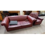 RED LEATHER ARMCHAIR & SETTEE