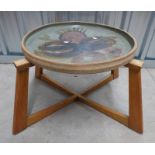 LARGE CERAMIC CIRCULAR PLATE WITH PAINTED TOP AND STAND - DIAMETER 52 CM Condition