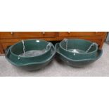 PAIR OF AMBEROL PLASTIC HANGING GARDEN PLANTERS.