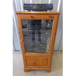 DUCAL PINE MEDIA CABINET AND CONTENTS OF PIONEER STEREO SYSTEM WITH TURNTABLE, DISC PLAYER,