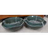 PAIR OF AMBEROL PLASTIC HANGING GARDEN PLANTERS DIAMETER.