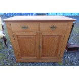 EARLY 20TH CENTURY OAK CABINET WITH 2 DRAWERS OVER 2 PANEL DOORS,