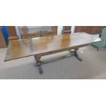 20TH CENTURY OAK PULL-OUT REFECTORY TABLE 275CM LONG EXTENDED Condition Report: The