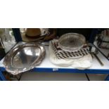 OVAL SILVER PLATED TRAY WITH DECORATIVE BORDER LENGTH 48CM, OVAL TRAY, PLACE MATS, DOULTON PLATE,