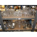 VARIOUS DECANTERS, CRYSTAL GLASSES, DECANTERS , GOOD GLASS COMPORTS,