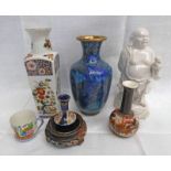 CLOISONNE VASE, PORCELAIN VASES, PORCELAIN BHUDDA,