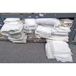 EXCELLENT SELECTION OF WHITE DAMASK TABLE CLOTHES,