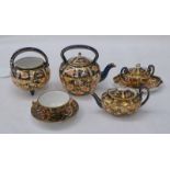 ROYAL CROWN DERBY MINIATURE KETTLE, CAULDRON, TEAPOT, SUGAR BOWL ,